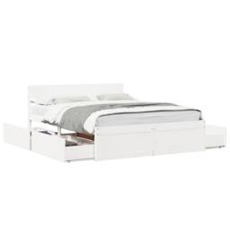 Berkfield Home Modern Bed Frame without Mattress White 140x200 cm Solid Wood Pine - thumbnail 3