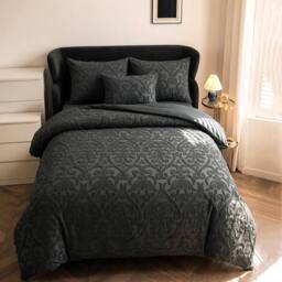 GAVENO CAVAILIA Luxury Elegant Cambi Duvet Cover Set in Charcoal - Size: Double - thumbnail 1