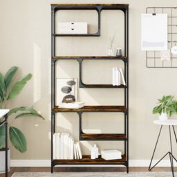 Berkfield Home Bookcase Smoked Oak 81x36x176 cm Engineered Wood in Brown - Size: 81 x 36 x 176 cm - thumbnail 1