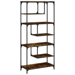 Berkfield Home Bookcase Smoked Oak 81x36x176 cm Engineered Wood in Brown - Size: 81 x 36 x 176 cm - thumbnail 2