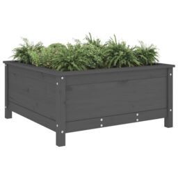 Berkfield Home Garden Planter Grey 82.5x82.5x39 cm Solid Wood Pine - thumbnail 3