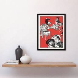 Artery8 Moriz Jung Apachen Dancers Apachentanze Painting Framed Wall Art Print in Red - Size: A4 - thumbnail 2