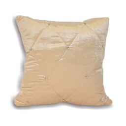 Paoletti New Diamante Quilted Cushion in Cream - Size: 45 cm x 45 cm