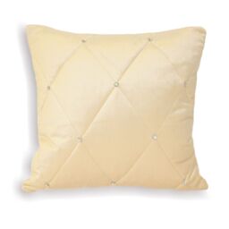 Paoletti New Diamante Quilted Cushion in Cream - Size: 45 cm x 45 cm - thumbnail 2