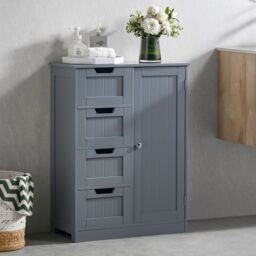 Home Discount Bath Vida Priano 4 Drawer 1 Door Freestanding Unit Storage Bathroom Furniture 810 x 600 x 300 mm in Dark Grey - thumbnail 1