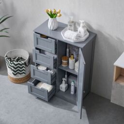 Home Discount Bath Vida Priano 4 Drawer 1 Door Freestanding Unit Storage Bathroom Furniture 810 x 600 x 300 mm in Dark Grey - thumbnail 2