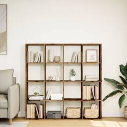 Berkfield Home Book Cabinet Old Wood 137.5x29x137.5 cm Engineered Wood in Brown - thumbnail 3