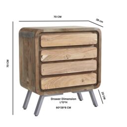IH Design Daizha Metal & Wood 4 Drawer Chest in Brown - thumbnail 4