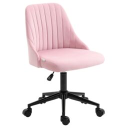 VINSETTO Velvet Office Chair with Adjustable Height & Wheels, Pink - thumbnail 2