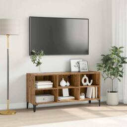 Berkfield Home Old Wood TV Stand Old Wood Engineered wood, Metal Medium Storage in Brown - thumbnail 2