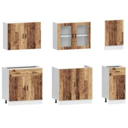 Berkfield Home 7 Piece Kitchen Cabinet Set Kalmar Old Wood Engineered Wood in Brown - thumbnail 4