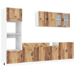 Berkfield Home 7 Piece Kitchen Cabinet Set Kalmar Old Wood Engineered Wood in Brown - thumbnail 1