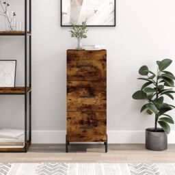 Berkfield Home Sideboard Smoked Oak 34.5x34x90 cm Engineered Wood in Brown - thumbnail 1