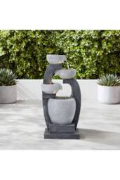 Garden Sanctuary Stylish Outdoor Solar-Powered Garden Water Fountain Decor in Natural - thumbnail 2