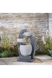 Garden Sanctuary Stylish Outdoor Solar-Powered Garden Water Fountain Decor in Natural - thumbnail 1