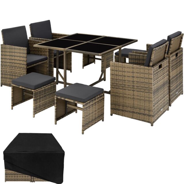tectake Garden Table & Chairs Bilbao in Natural - Size: XL - image 1