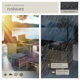 tectake Garden Table & Chairs Bilbao in Natural - Size: XL - thumbnail 7