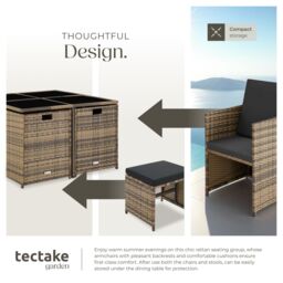 tectake Garden Table & Chairs Bilbao in Natural - Size: XL - thumbnail 4