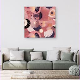 "Warren Reed - Designer Abstract Red Pink Pattern Canvas - Size: W16"" x H16""" - thumbnail 4