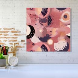 "Warren Reed - Designer Abstract Red Pink Pattern Canvas - Size: W16"" x H16""" - thumbnail 2