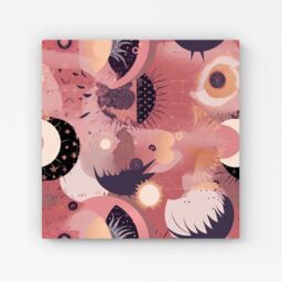 "Warren Reed - Designer Abstract Red Pink Pattern Canvas - Size: W16"" x H16""" - thumbnail 1