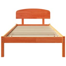 Berkfield Home Bed Frame with Headboard Wax Brown 90x200 cm Solid Wood Pine - thumbnail 6