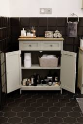 HD Designs Priano 2 Drawer 2 Door Freestanding Cabinet Unit Storage Bathroom in Grey - thumbnail 4