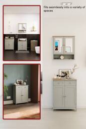 HD Designs Priano 2 Drawer 2 Door Freestanding Cabinet Unit Storage Bathroom in Grey - thumbnail 6