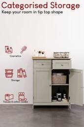 HD Designs Priano 2 Drawer 2 Door Freestanding Cabinet Unit Storage Bathroom in Grey - thumbnail 3