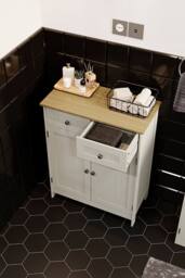 HD Designs Priano 2 Drawer 2 Door Freestanding Cabinet Unit Storage Bathroom in Grey - thumbnail 5