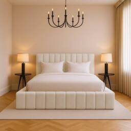 Desire Deco Kingston Modern Upholstered Bed Frame - Double, King, Super King in Cream - thumbnail 2