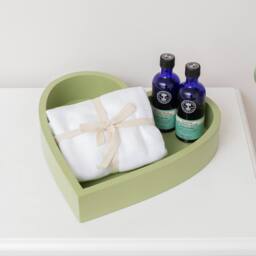 Melody Maison Sage Green Painted Wood Heart Display Tray - 25cm - thumbnail 1
