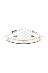 Living and Home 2Pcs Bathroom Glass Corner Shelf Wall Mounted Storage Rack in Gold - thumbnail 3
