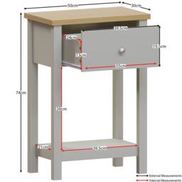 HD Designs Vida Designs Arlington 1 Drawer Console Table in Grey - thumbnail 3