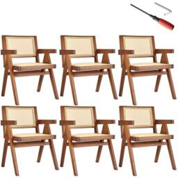 tectake Dining Chair Lizzy Set Of 6 - Dark Oak in Dark Brown - Size: 6 Pack