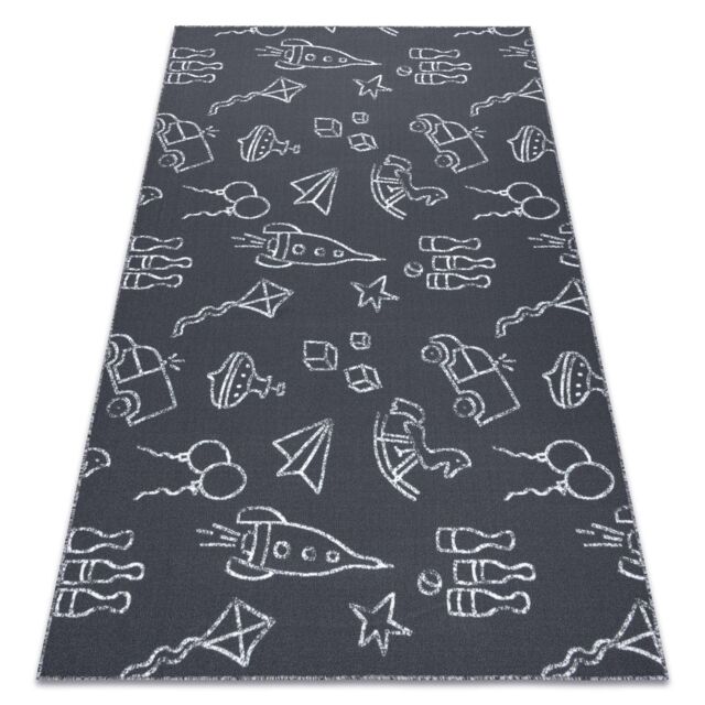RugsX For Kids Rug in Grey - Size: 100 cm x 250 cm - image 1