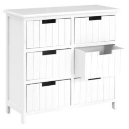 Orsina Compact White 6 Drawers Chest, Modern Chest Of Drawers For Livingroom, Minimalist Storage Chest For Lounge - thumbnail 4
