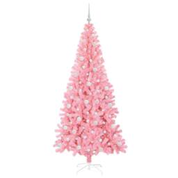 Berkfield Home Lush Christmas Tree with 300 LEDs with Stand Pink 210 cm PVC