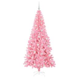 Berkfield Home Lush Christmas Tree with 300 LEDs with Stand Pink 210 cm PVC - thumbnail 4