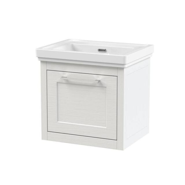 Balterley Wall Hung 1 Drawer Vanity Unit & 0TH Fireclay Basin, 500mm, White - image 1