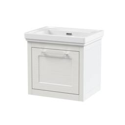Balterley Wall Hung 1 Drawer Vanity Unit & 0TH Fireclay Basin, 500mm, White - thumbnail 1