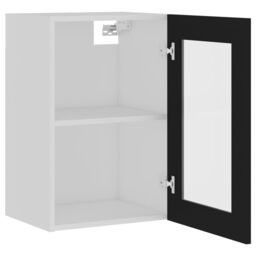 Berkfield Home Hanging Glass Cabinet Black 40x31x60 cm Engineered Wood - Size: 40 x 31 x 60 cm - thumbnail 5