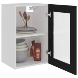 Berkfield Home Hanging Glass Cabinet Black 40x31x60 cm Engineered Wood - Size: 40 x 31 x 60 cm - thumbnail 4
