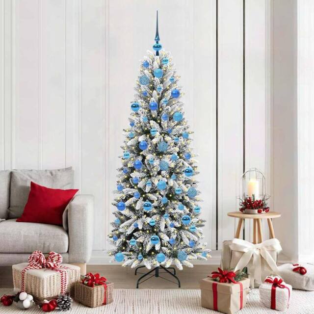 Berkfield Home Artificial Christmas Tree with 300 LEDs White 73 x 73 x 180 cm - image 1