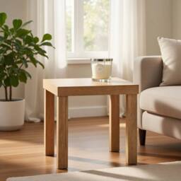 FORGEVIO Square Oak Side Table Small Coffee Table in Brown - Size: 0.6m2 - thumbnail 5