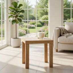 FORGEVIO Square Oak Side Table Small Coffee Table in Brown - Size: 0.6m2 - thumbnail 4