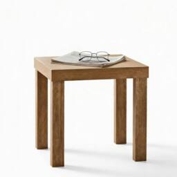 FORGEVIO Square Oak Side Table Small Coffee Table in Brown - Size: 0.6m2