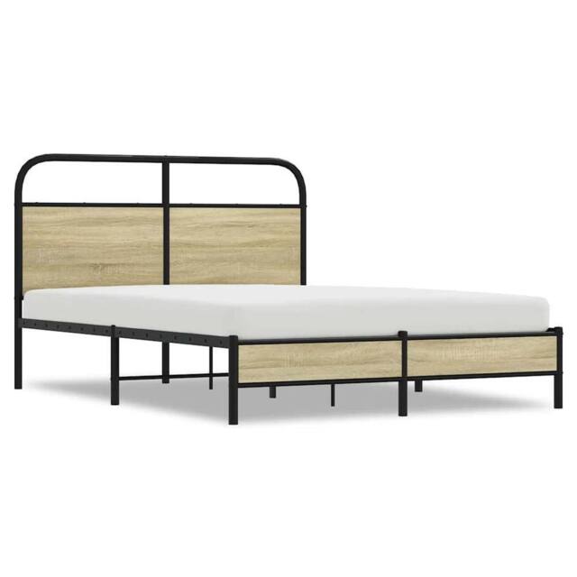 Berkfield Home Bed Frame without Mattress 120x200 cm Sonoma Oak Engineered Wood in Brown - Size: Small Double - image 1