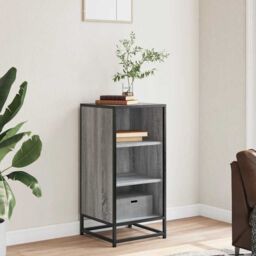 Berkfield Home Sideboard Grey Sonoma 35.5x35x76 cm Engineered Wood & Metal - thumbnail 3
