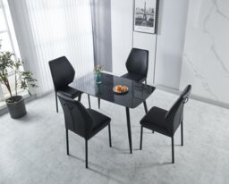 Modernique Set of 4 Dining Chairs in Faux Leather & Metal Frame in Black - thumbnail 5